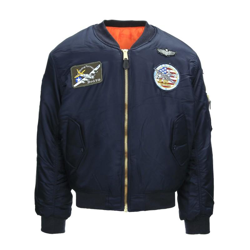 Bomberjack met Emblemen /  Navy Blue / BEL VOOR ACTUELE VOORRAAD-2715-a